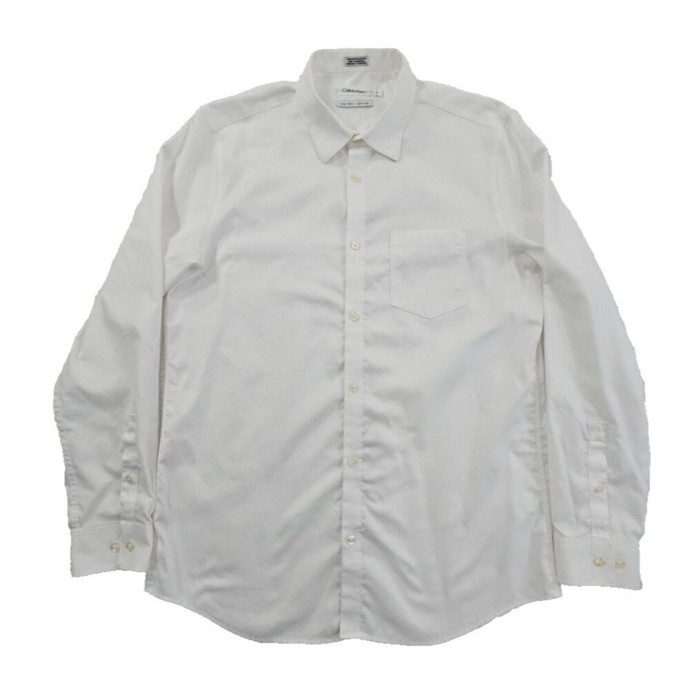 Calvin Klein‎ Cool Tech Non Iron Shirt Men's M White Long Sleeve Button-Down EUC